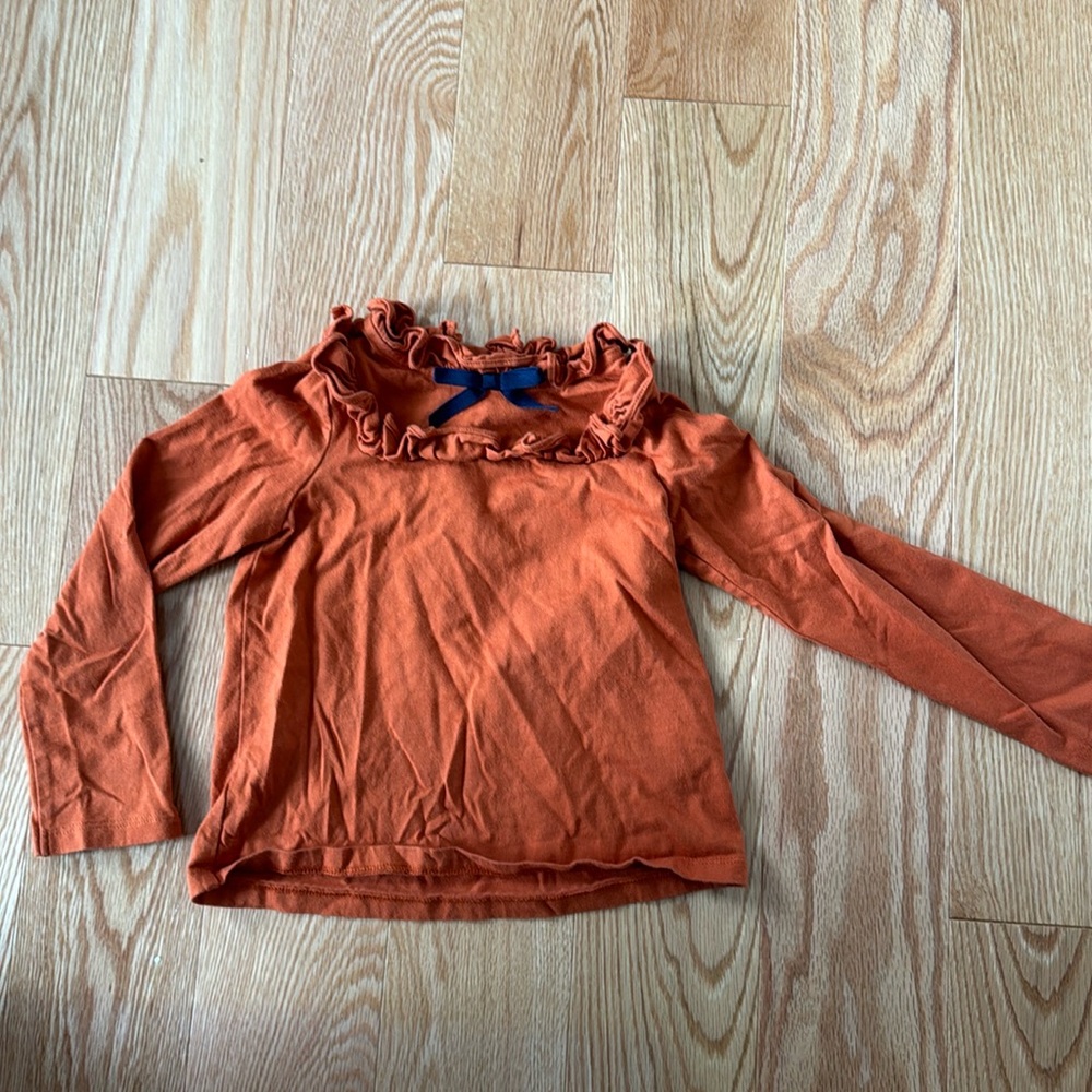 Janie & Jack | orange ruffle long sleeve shirt size 5